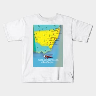 new south wales Australia map travel poster Kids T-Shirt